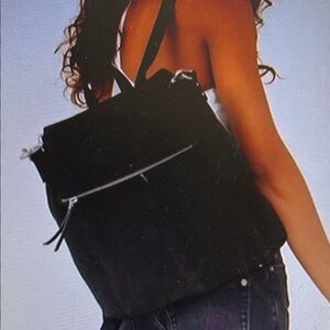 FREE PEOPLE suede  convertible backpack hobo slouch bag  In black